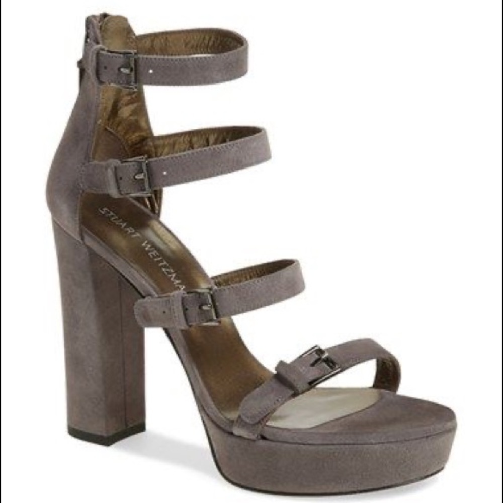 Stuart Weitzman ‘Fourbucks’ Platform Sandal in Grey
